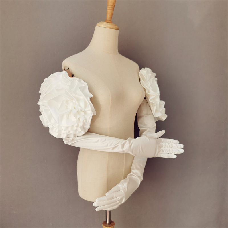 Vintage Fashion Photography - Women's Elegant Designer White Flower Satin