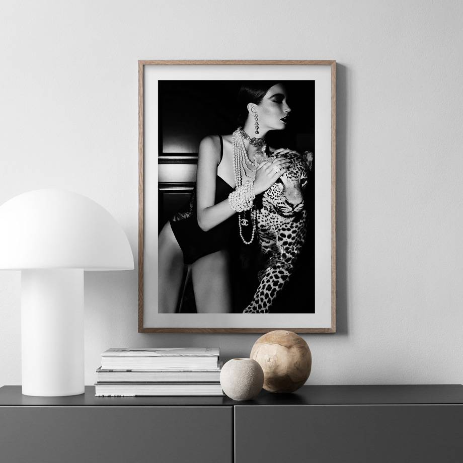 Vintage Fashion Photography - Fashion Sexy Woman Leopard Poster Canvas
