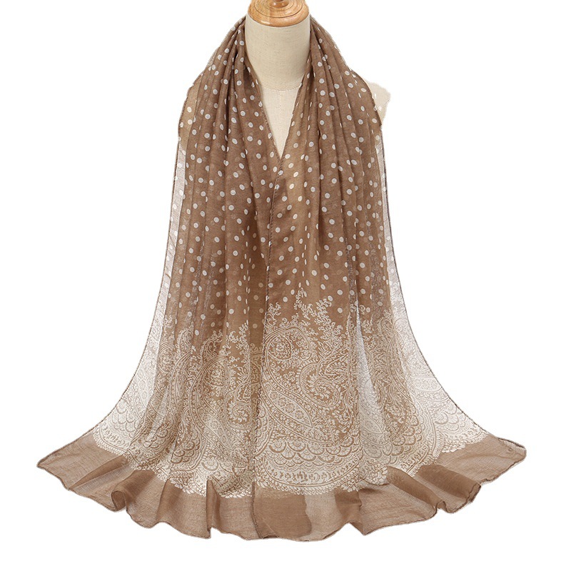 Vintage Fashion Hijab - Vintage Gradient Polk Dot Cotton Scarf