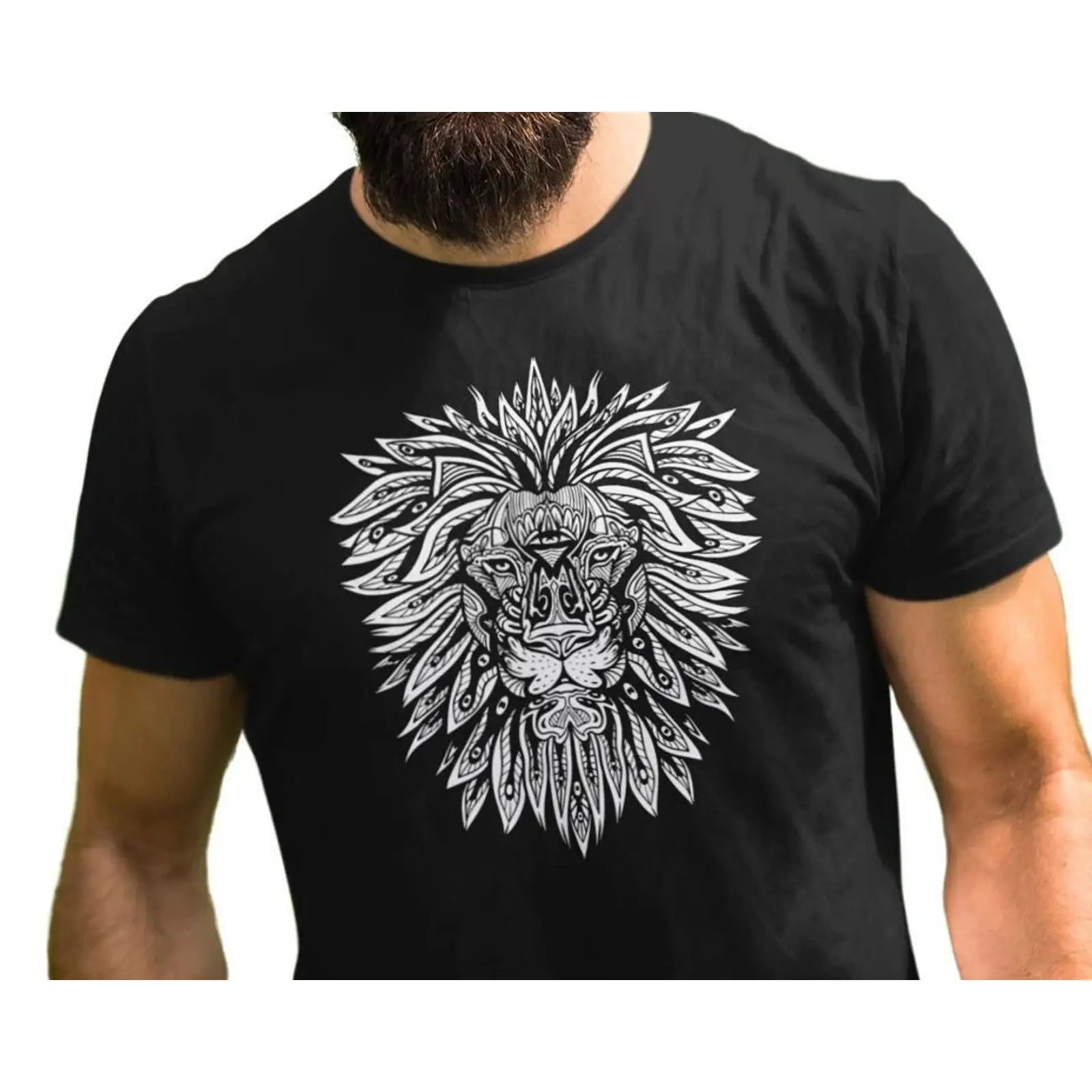 Vintage Fashion Herren - Löwe Herren T shirt Mandala Alternativ