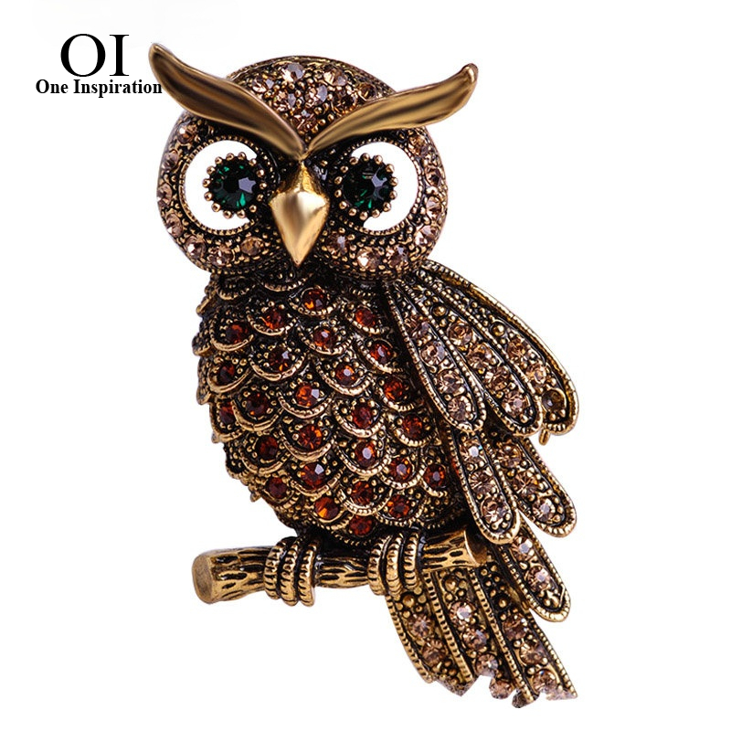 Vintage Fashion Hijab - BUCOMEOI Large Bird Owls Vintage Brooches