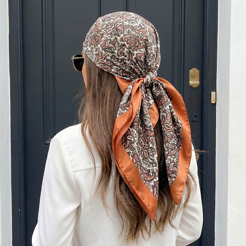 Vintage Satin Square Scarf Boh - Vintage Fashion Hijab 评论和价格