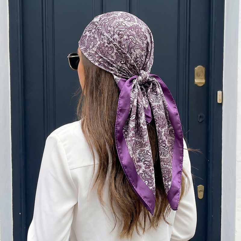Vintage Satin Square Scarf Boh - Vintage Fashion Hijab 评论和价格