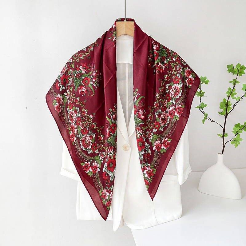 Vintage Satin Square Scarf Wom - Vintage Fashion Hijab 评论和价格
