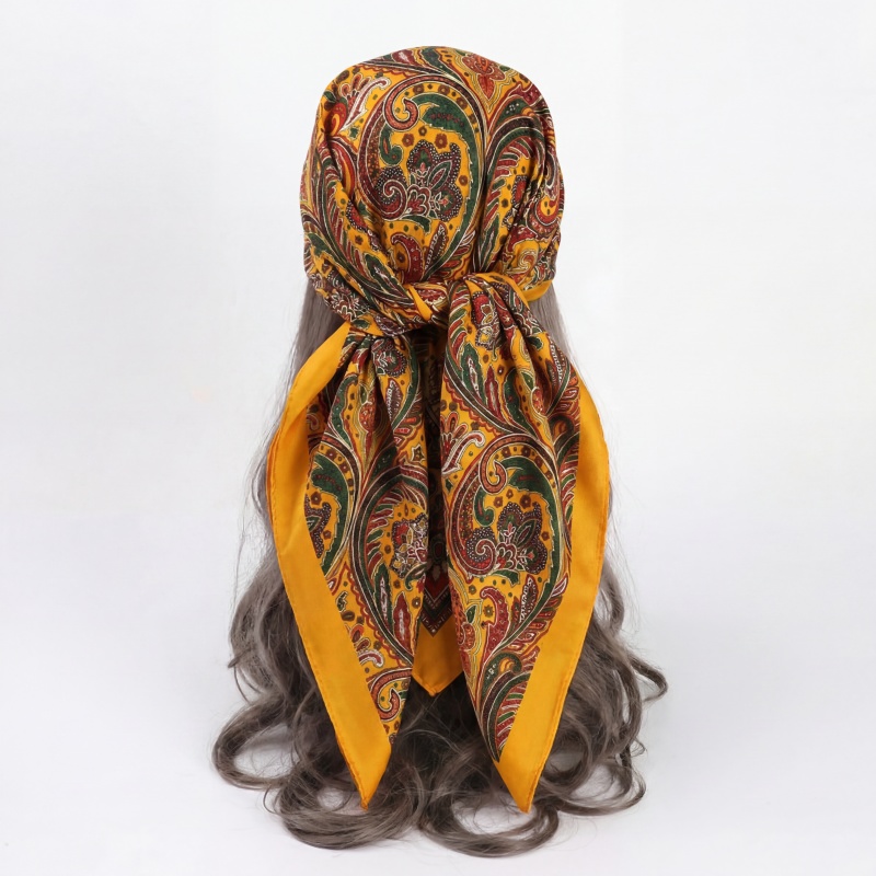 Vintage Satin Square Scarf Wom - Vintage Fashion Hijab 评论和价格