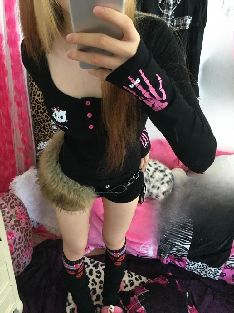 Y2K Vintage Cartoon Print T-Sh - Vintage Fashion Y2K 评论和价格