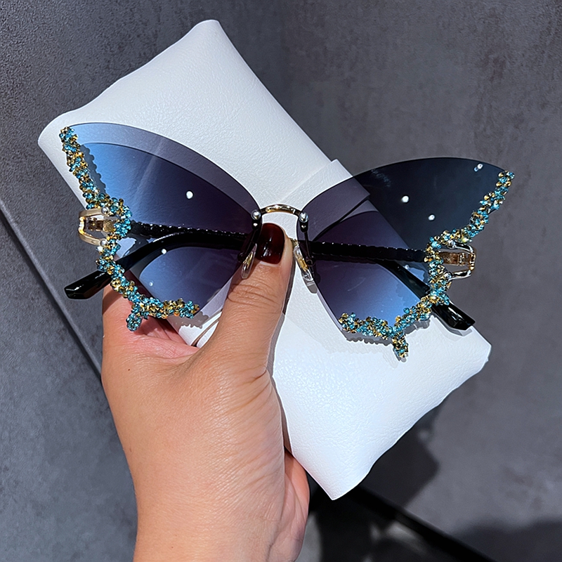 Luxury Diamond Butterfly Sungl - Vintage Fashion Y2K 评论和价格