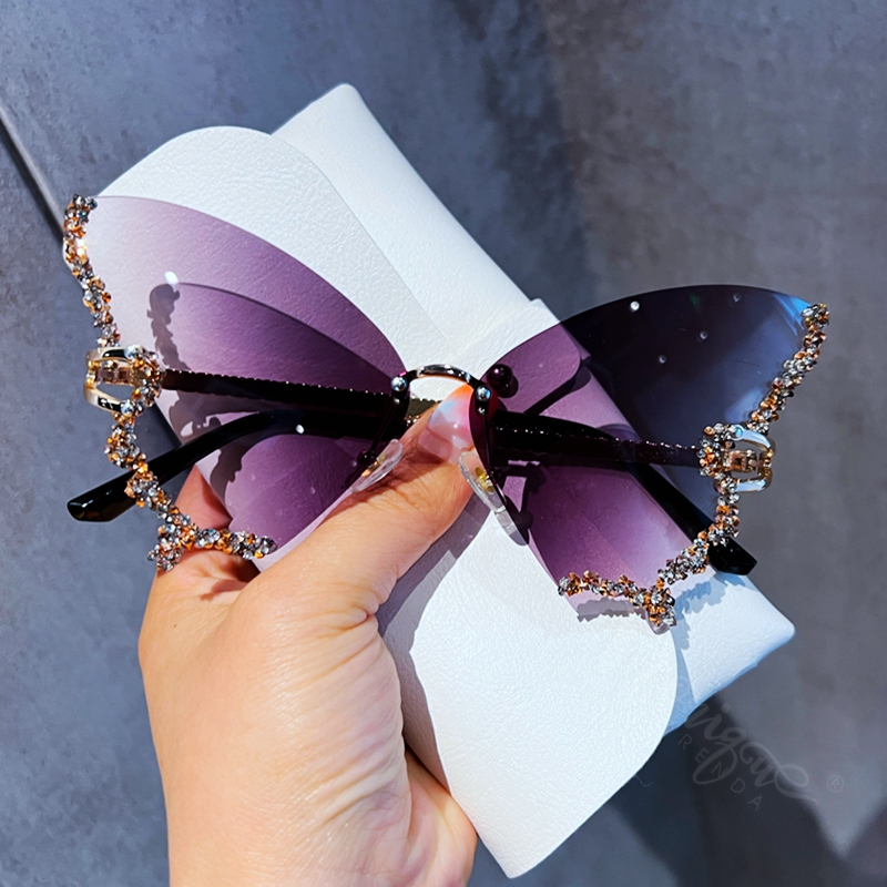 Luxury Diamond Butterfly Sungl - Vintage Fashion Y2K 评论和价格