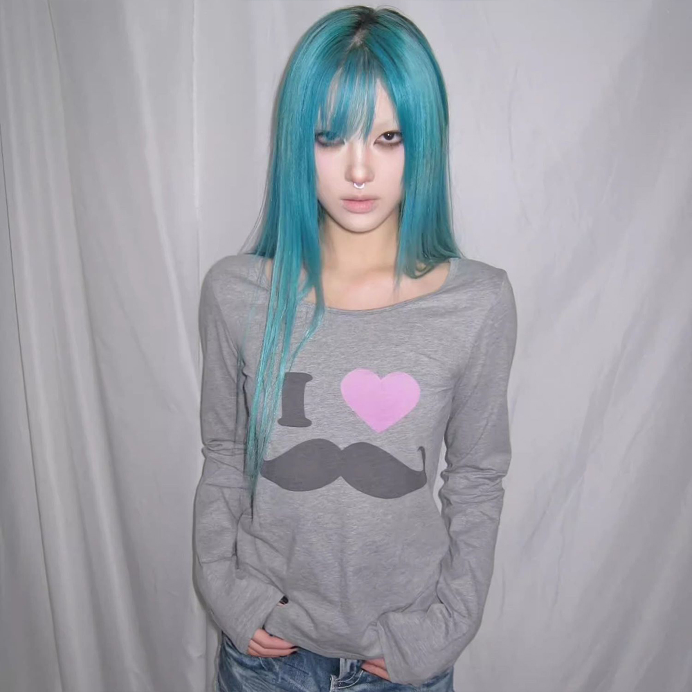 Japanese Y2K Beard Print T-Shi - Vintage Victorian Fashion 评论和价格