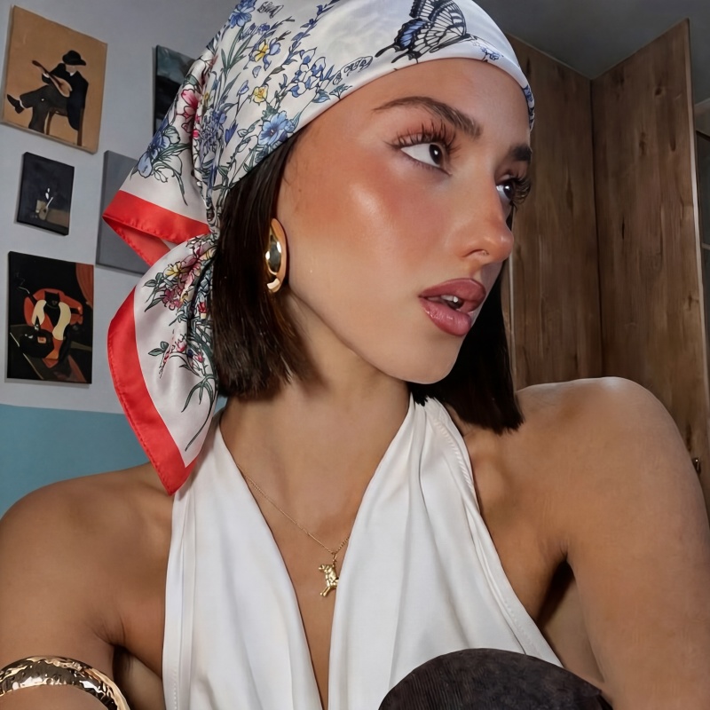 Fashion Square Silk Scarf Vint - Vintage Fashion Hijab 评论和价格