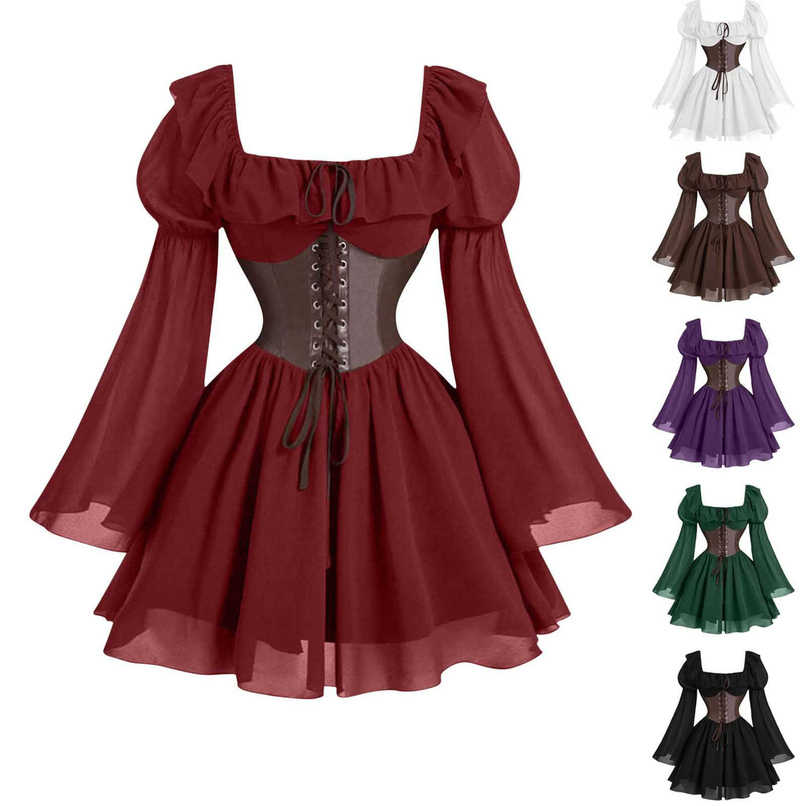 Renaissance Medieval Long Slee - Vintage Victorian Fashion 评论和价格