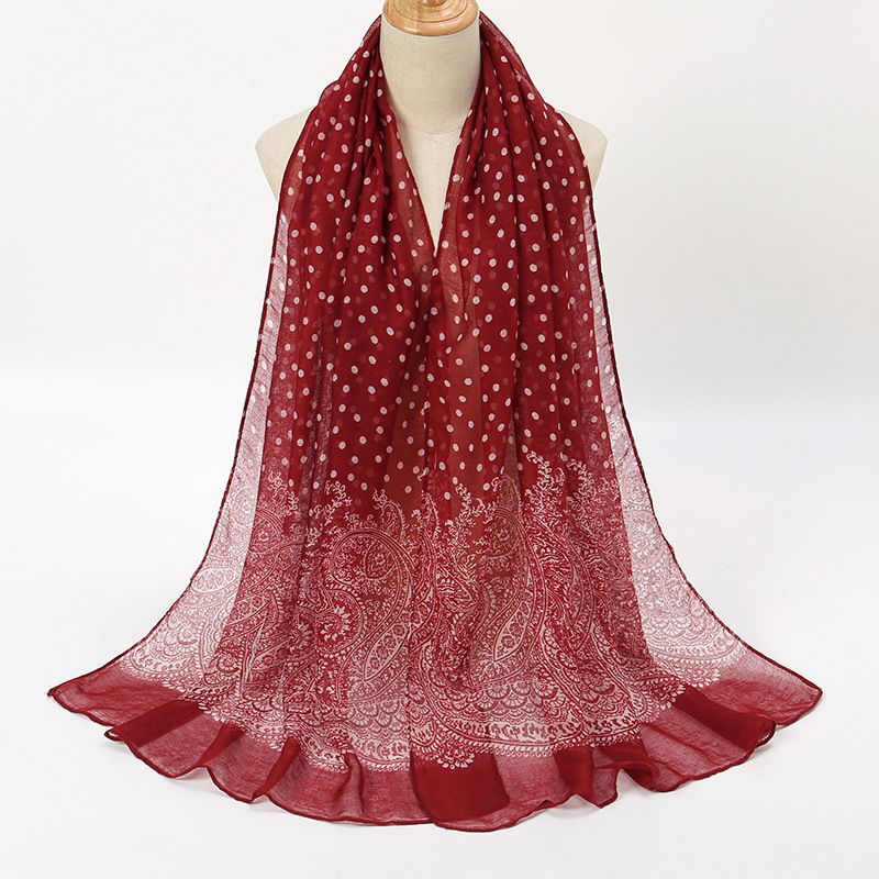 Vintage Gradient Polk Dot Cott - Vintage Fashion Hijab 评论和价格