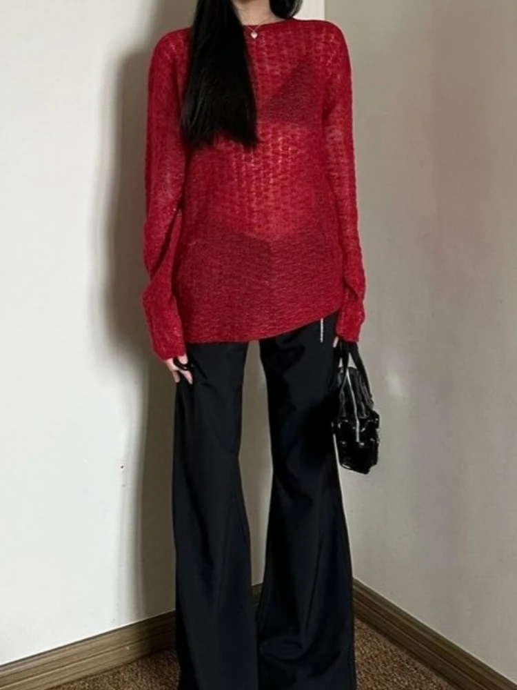 Y2K See-Through Knitted Women' - Vintage Fashion Y2K 评论和价格